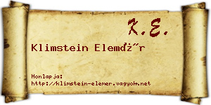 Klimstein Elemér névjegykártya